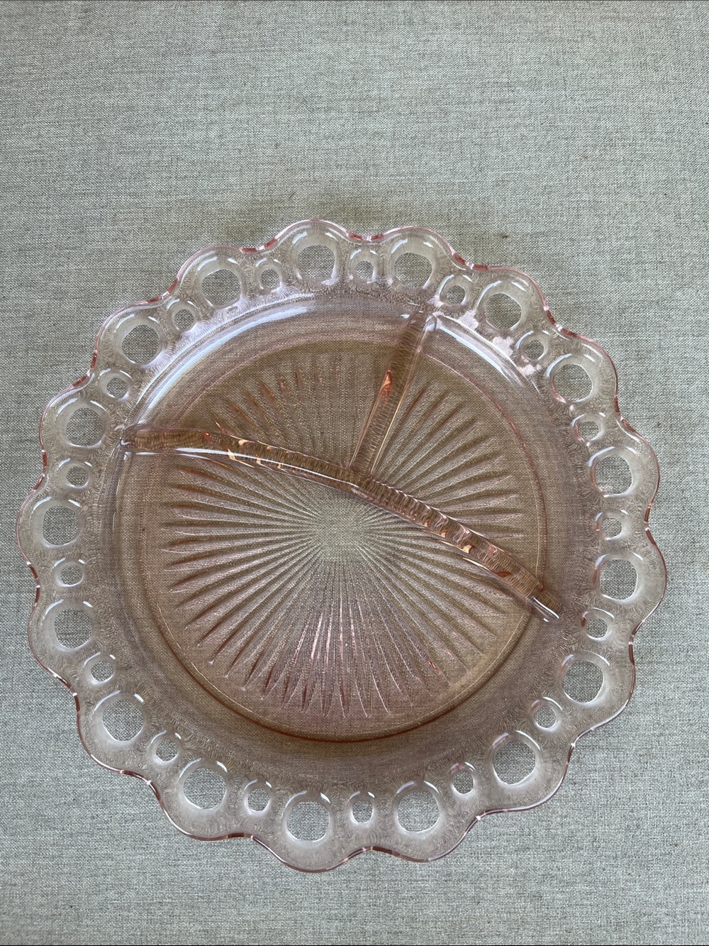 Anchor Hocking Pink Divided Glass Serving Plate